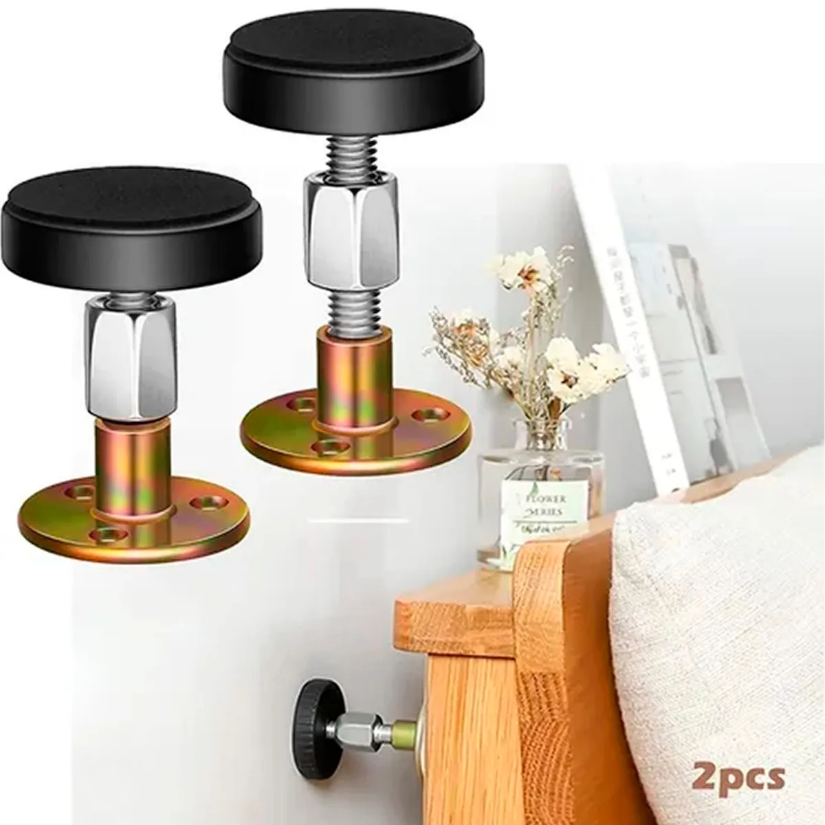 ESHOPANGIE - Tope Cama Pared Mueble Ajustable Antivibración 2 Unidades