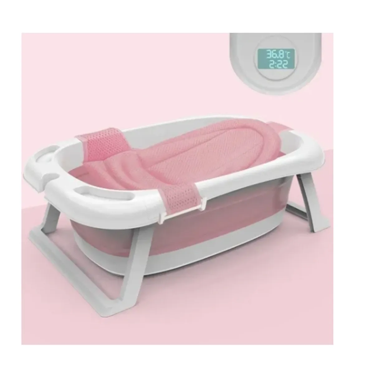 ESHOPANGIE - Tina Bañera Plegable Para Bebé Antideslizante Rosado