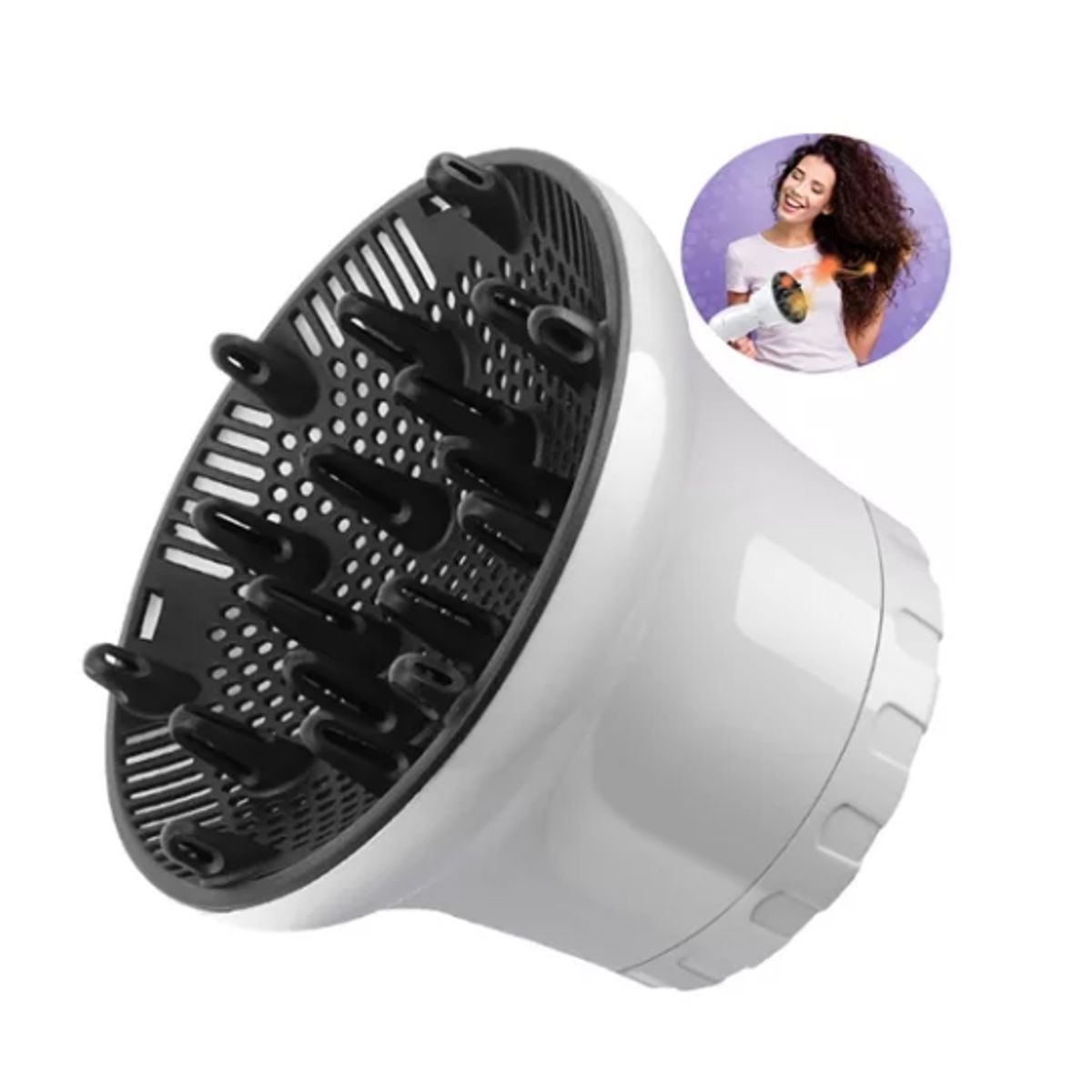 GENERICO - Difusor Silicona Universal Para Secador De Pelo BLANCO