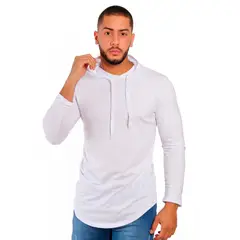KUSSI COLLECTION - Polera Long Fit Capucha White