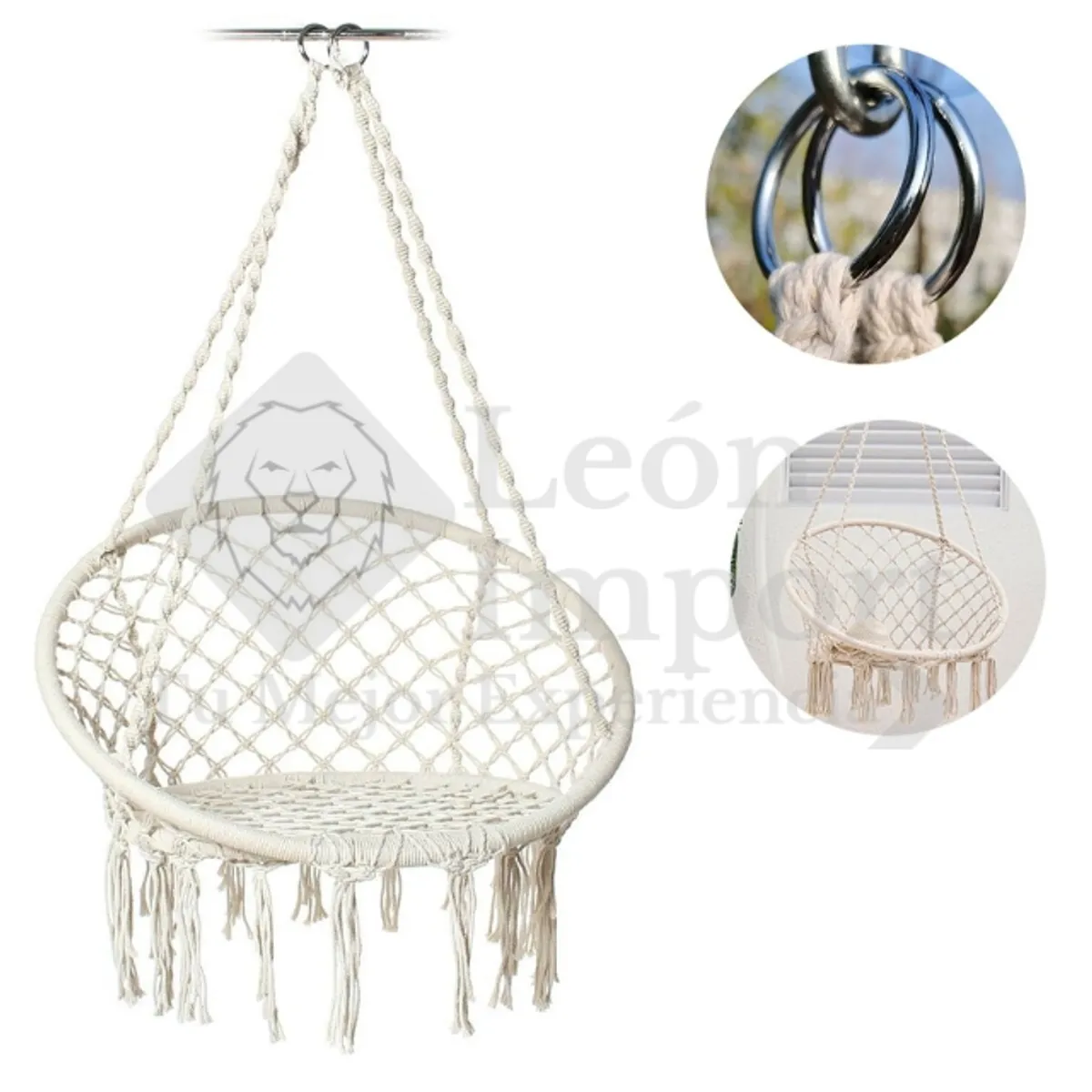 GENERICO - Silla Hamaca Colgantes Hamaca Terraza Jardin  Almohada Blanco