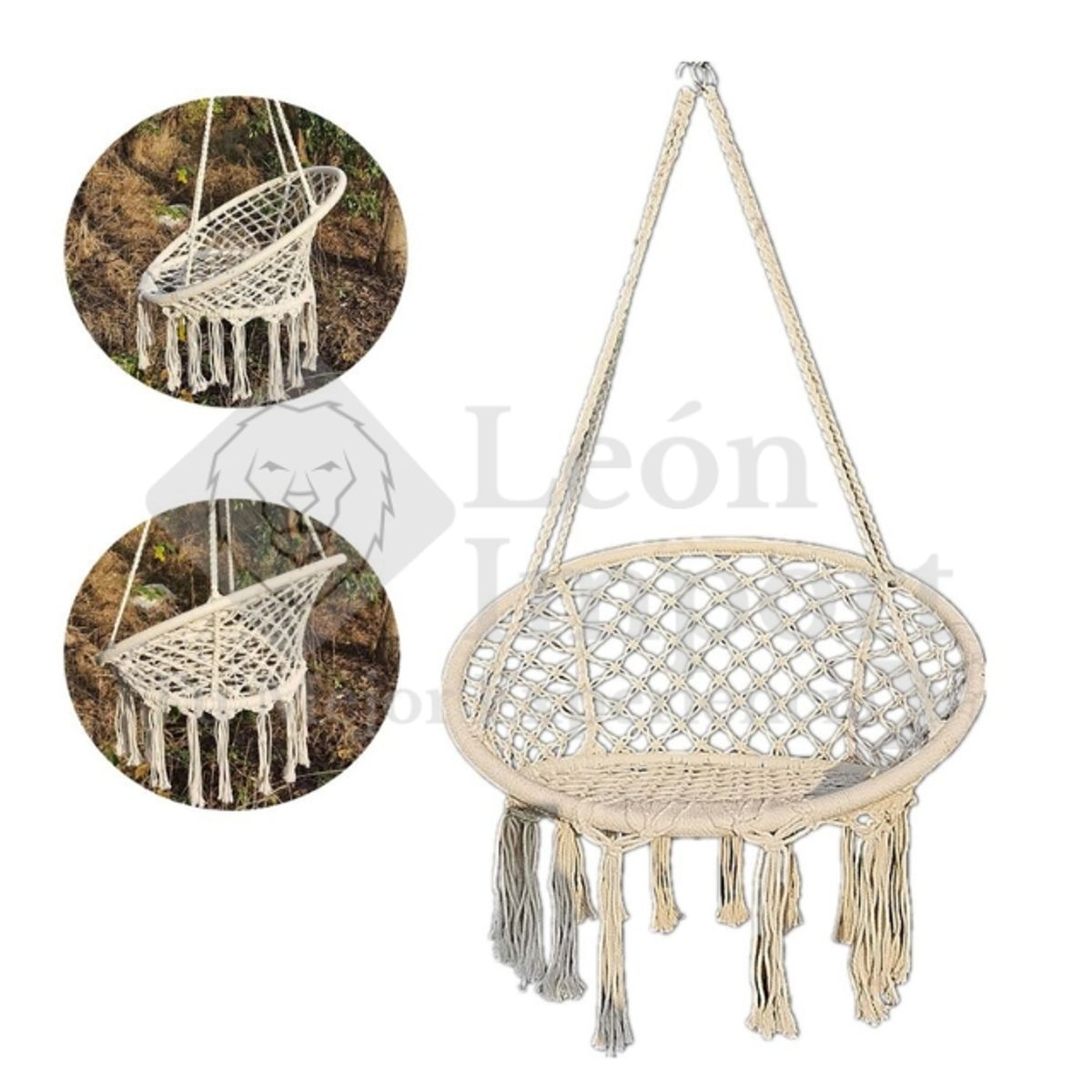 GENERICO - Silla Hamaca Colgantes Hamaca Terraza Jardin  Almohada Blanco