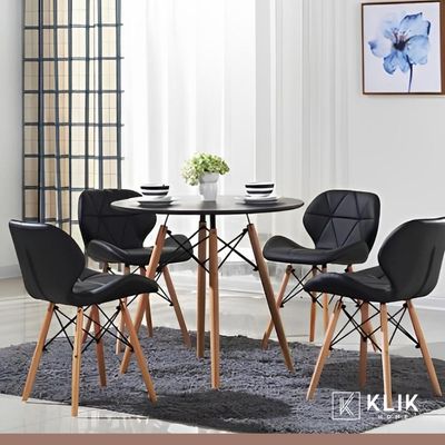 Imagen 2 del producto Comedor Mesa Redonda Negra 80cm + 4 Sillas Radar Negras