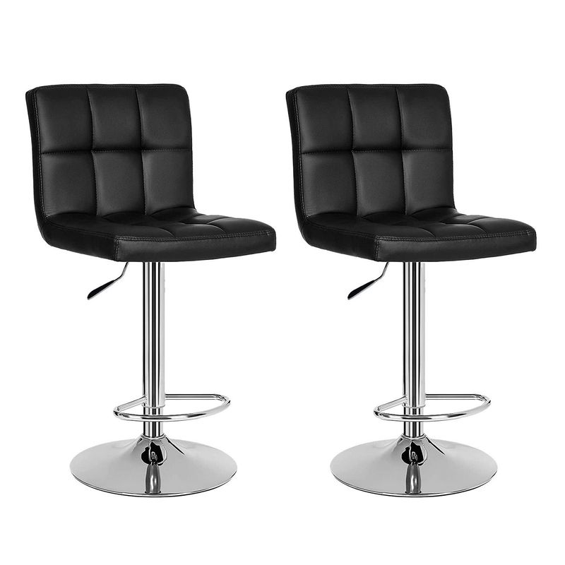 GLOBAL LATIN GROUP - Pack 2 Sillas Taburete Piso Bar Giratoria con Respaldo Cuadrado - Negro