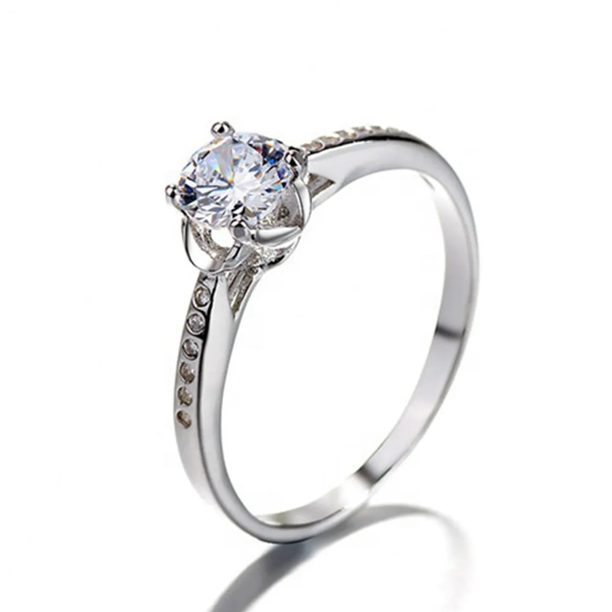 GENERICO - Anillo Plata 925 Compromiso Solitario Piedra Circones Mujer Joya