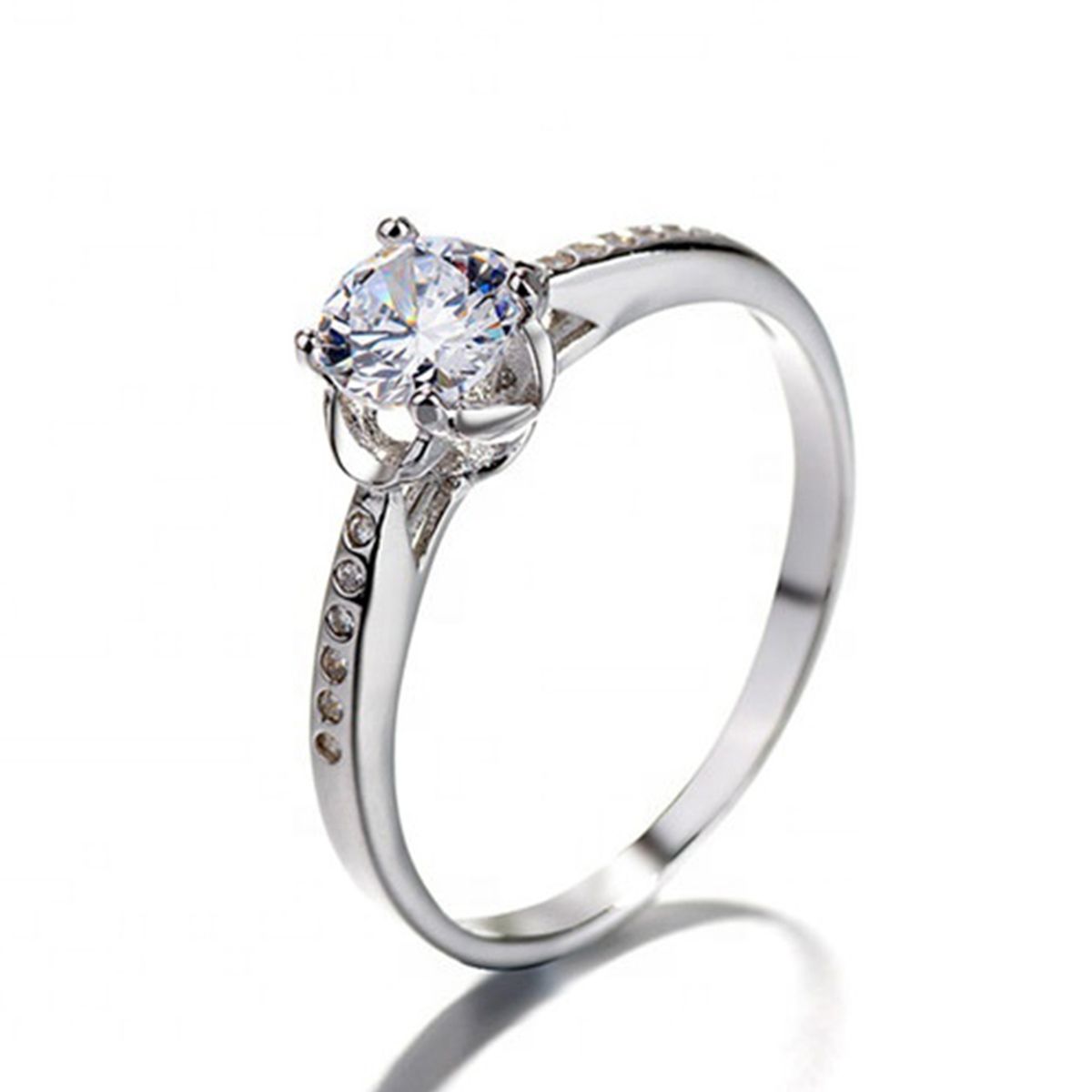 GENERICO - Anillo Plata 925 Compromiso Solitario Piedra Circones Mujer Joya