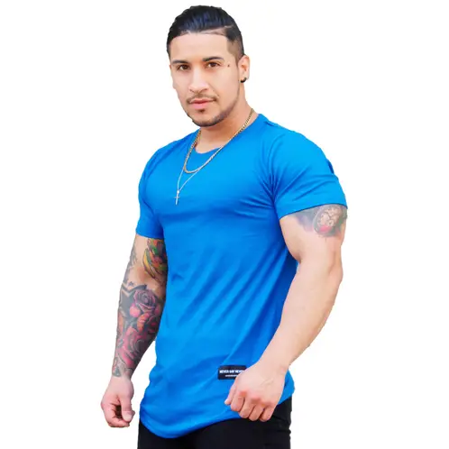 KUSSI COLLECTION - Polera Long Fit Manga Corta Blue