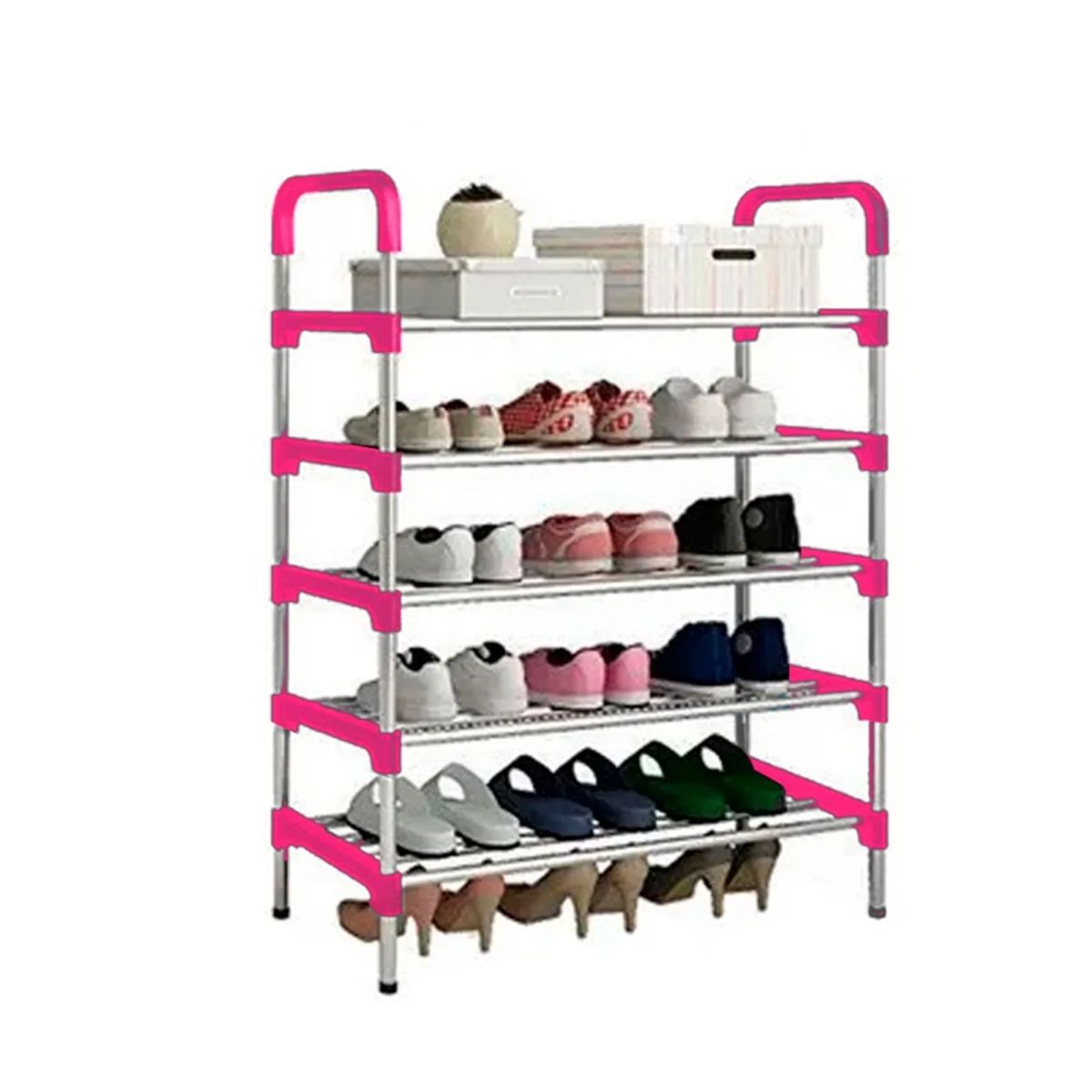GENERICO - Zapatero Organizador 5 Pisos Estante Zapatos Para 15 Pares Rosa