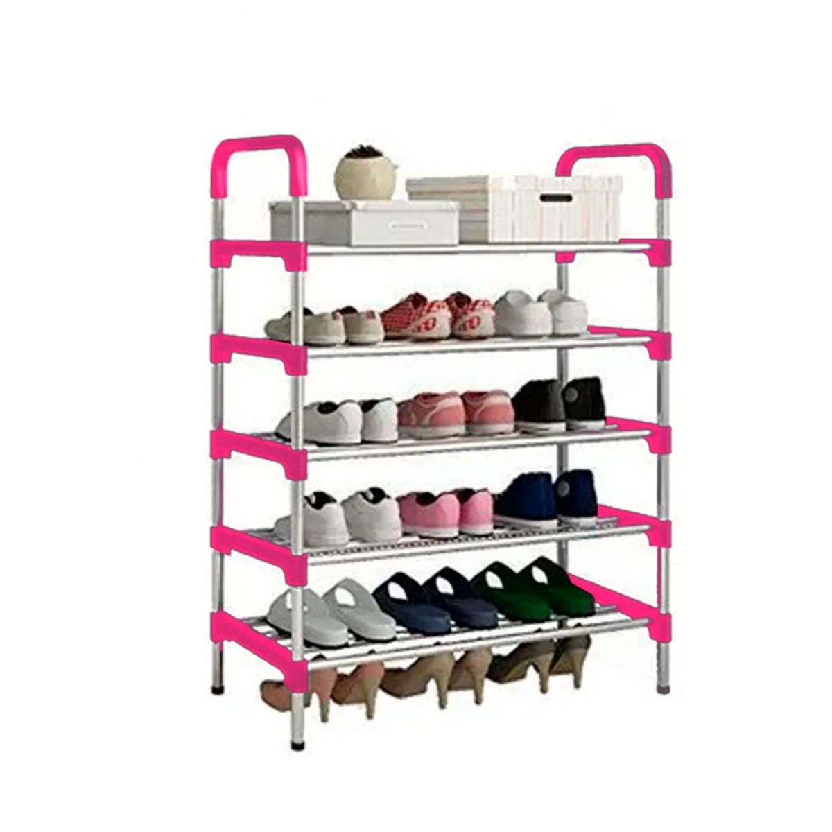 GENERICO - Zapatero Organizador 5 Pisos Estante Zapatos Para 15 Pares Rosa