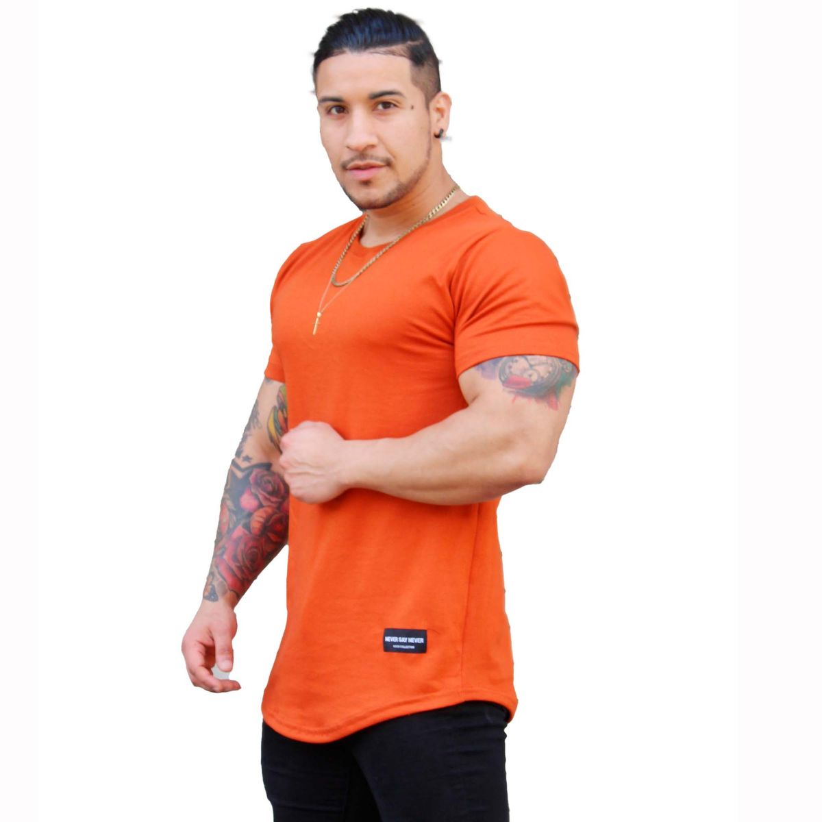 KUSSI COLLECTION - Polera Long Fit Manga Corta Terracotta