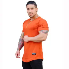 KUSSI COLLECTION - Polera Long Fit Manga Corta Terracotta