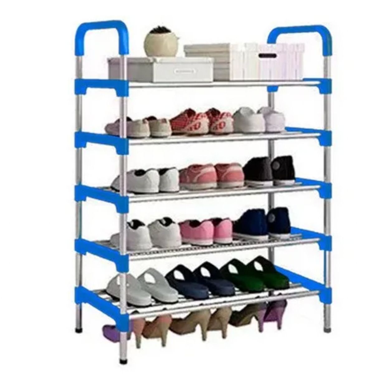 GENERICO - Zapatero Organizador 5 Pisos Estante Zapatos Para 15 Pares Azul