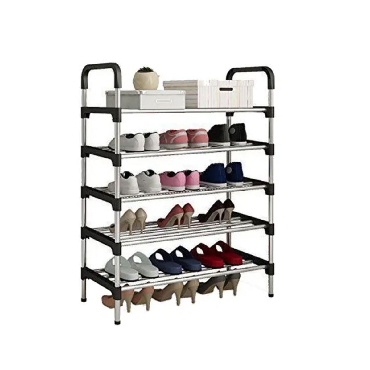 GENERICO - Zapatero Organizador 5 Pisos Estante Zapatos Para 15 Pares Negro
