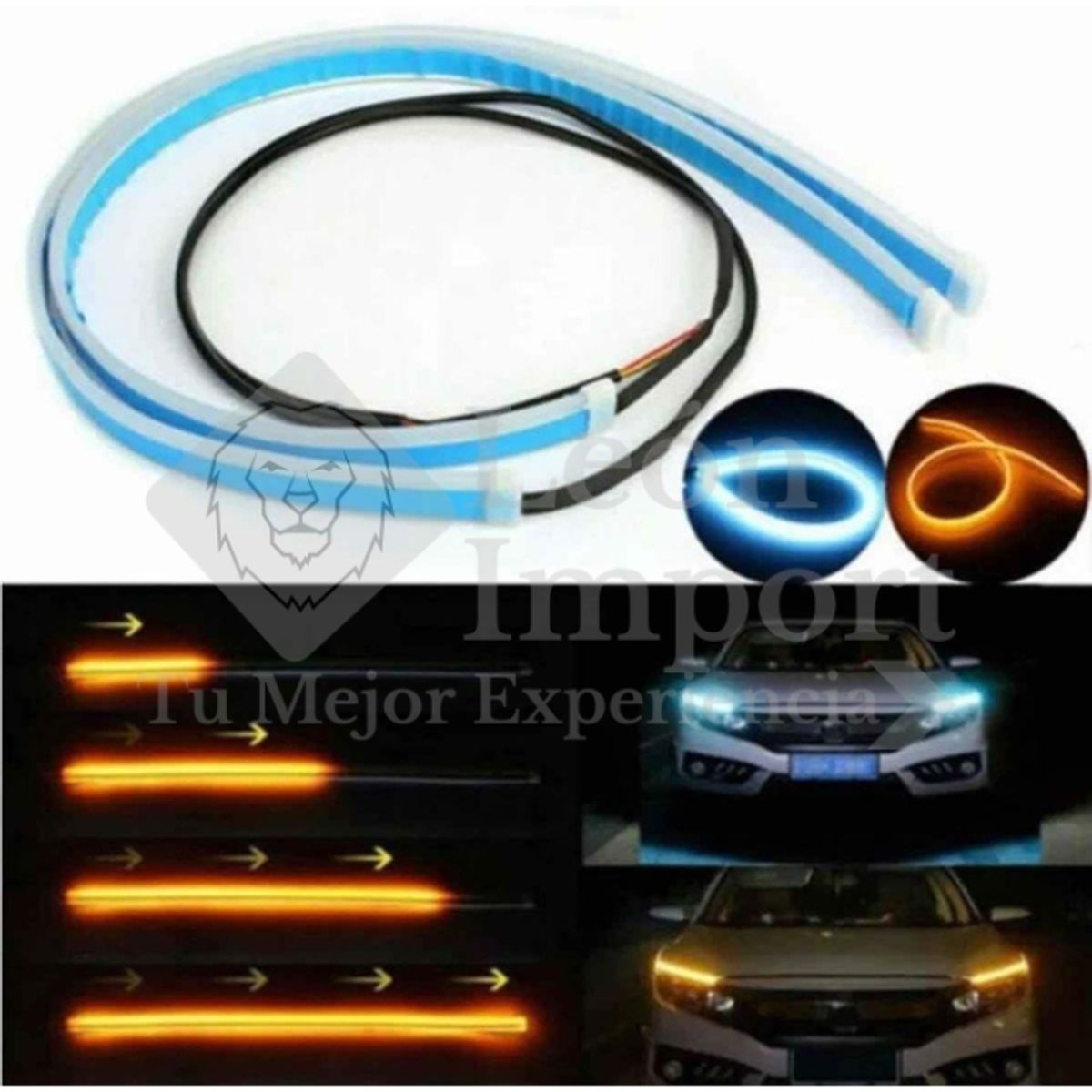 GENERICO - X2 Tira Led Flexible Direccional Foco Auto 60 Cm Cada 1