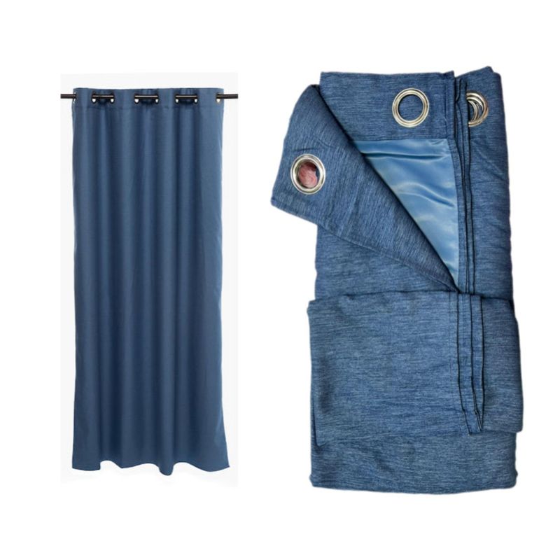 GENERICO - Cortinas Blackout 2 Piezas Medida Cada Paño 140X230 Cm Azul - Azul