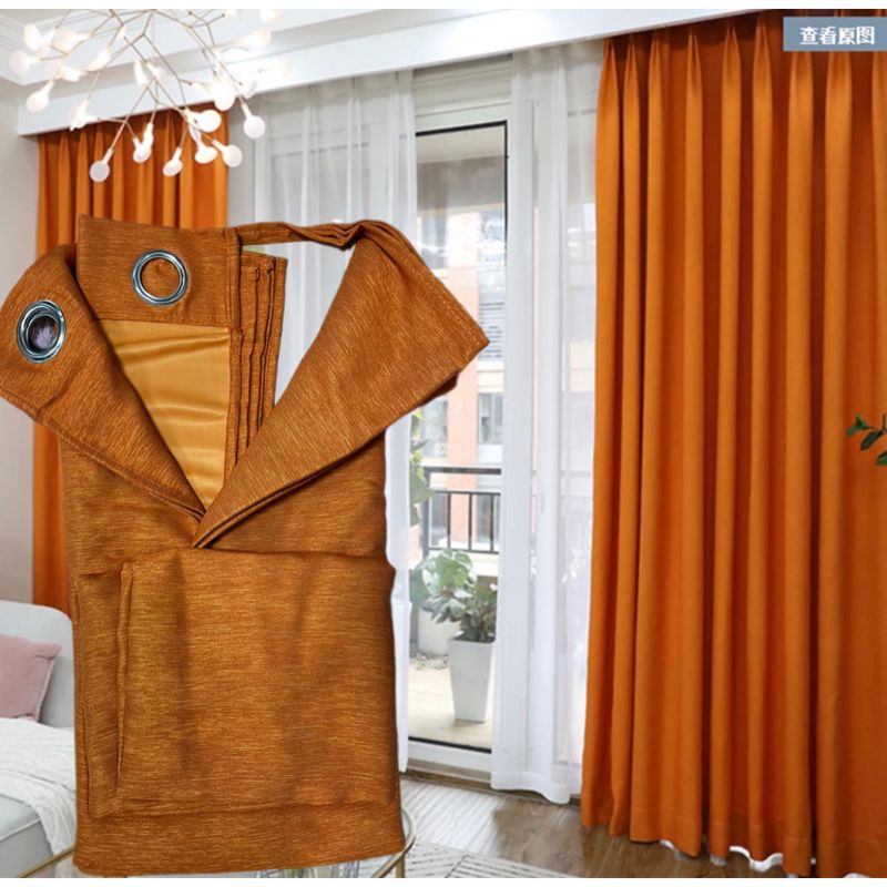 GENERICO - Cortinas Blackout 2 Piezas Medida Cada Paño 140X230 Cm Naranjo