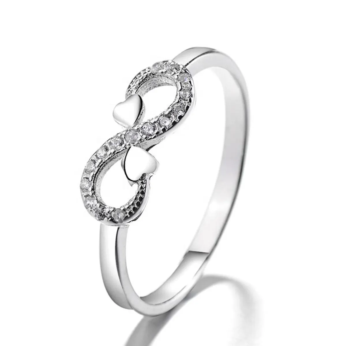 GENERICO - Anillo Plata 925 Infinito Corazones Circones Simbólico Mujer Joya