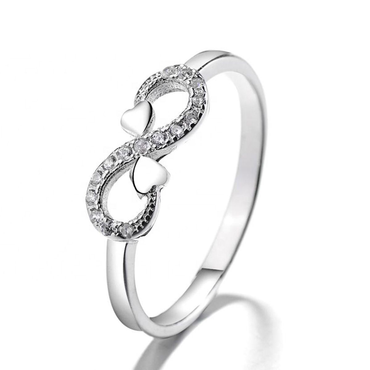 GENERICO - Anillo Plata 925 Infinito Corazones Circones Simbólico Mujer Joya