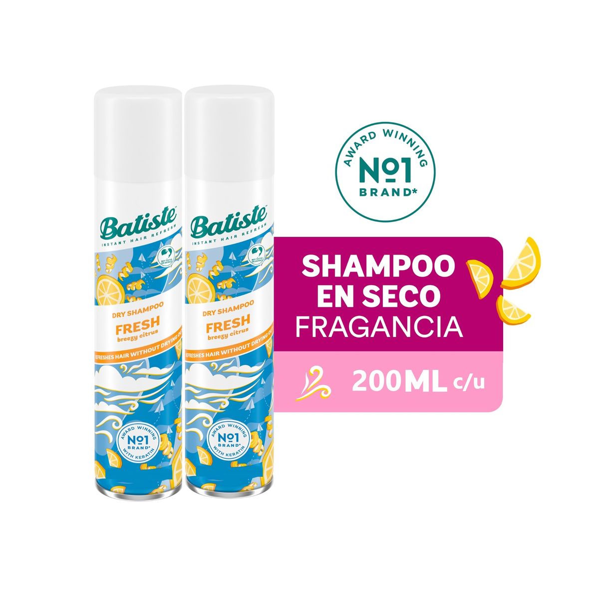 BATISTE - Shampoo Seco Pack 2 Batiste 200ml Fresh