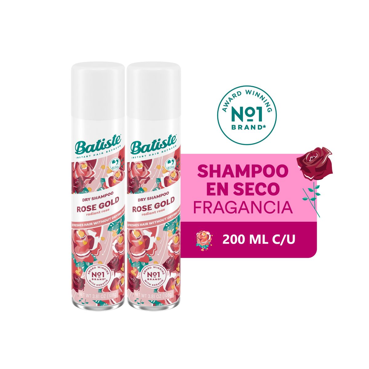 BATISTE - Shampoo Seco Pack 2 Batiste 200ml Rose Gold