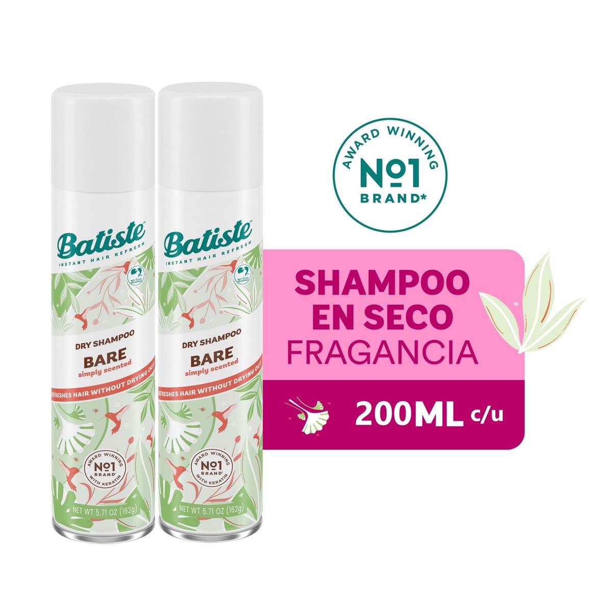BATISTE - Shampoo Seco Pack 2 Batiste Pack 2 Batiste 200ml Bare