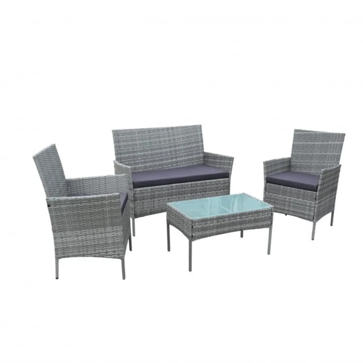 GENERICO - terraza para jardin rattan con mesa gris 4 piezas