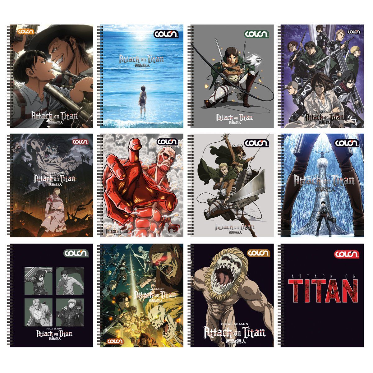 COLON - Pack 10 Cuadernos Universitarios Colon Attack On Titan 100hj