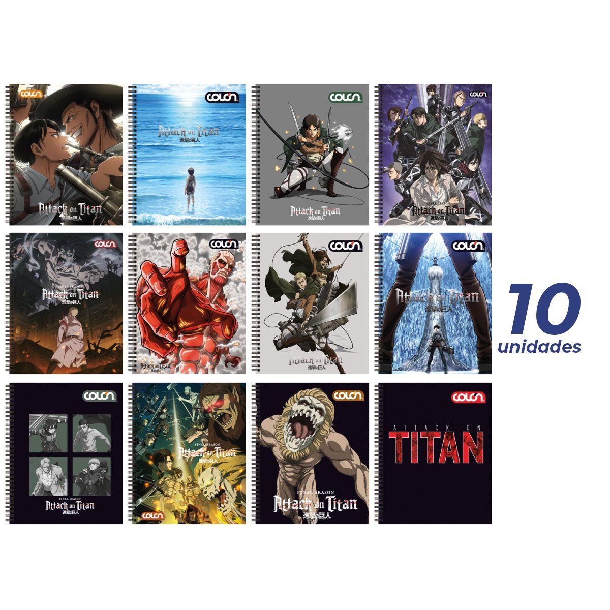 COLON - Pack 10 Cuadernos Universitarios Colon Attack On Titan 100hj