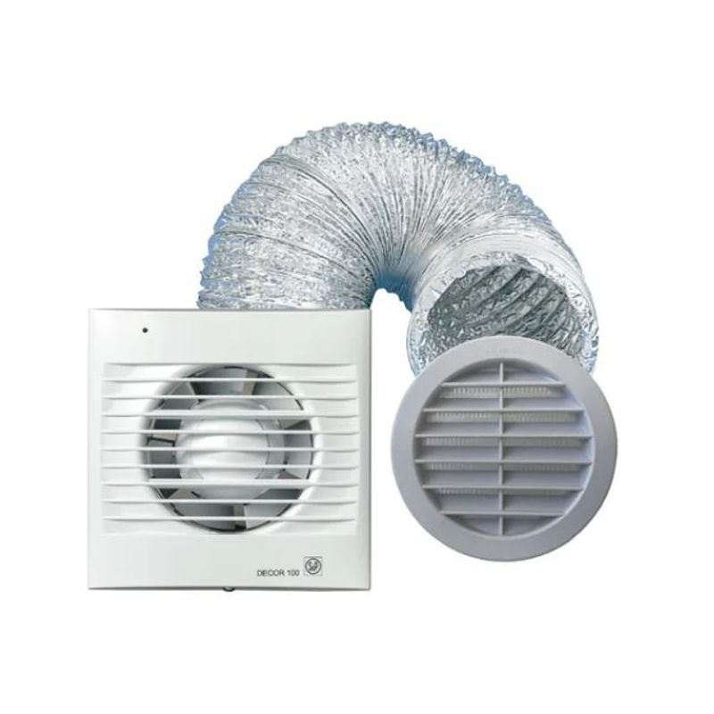 S & P - Kit Extractor Aire Para Baño Decor-100 C  Ducto Y Rejilla