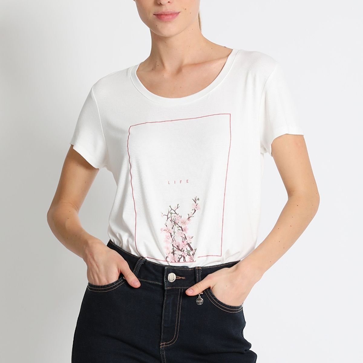 LIOLA - Polera Estampada Blanca Liola