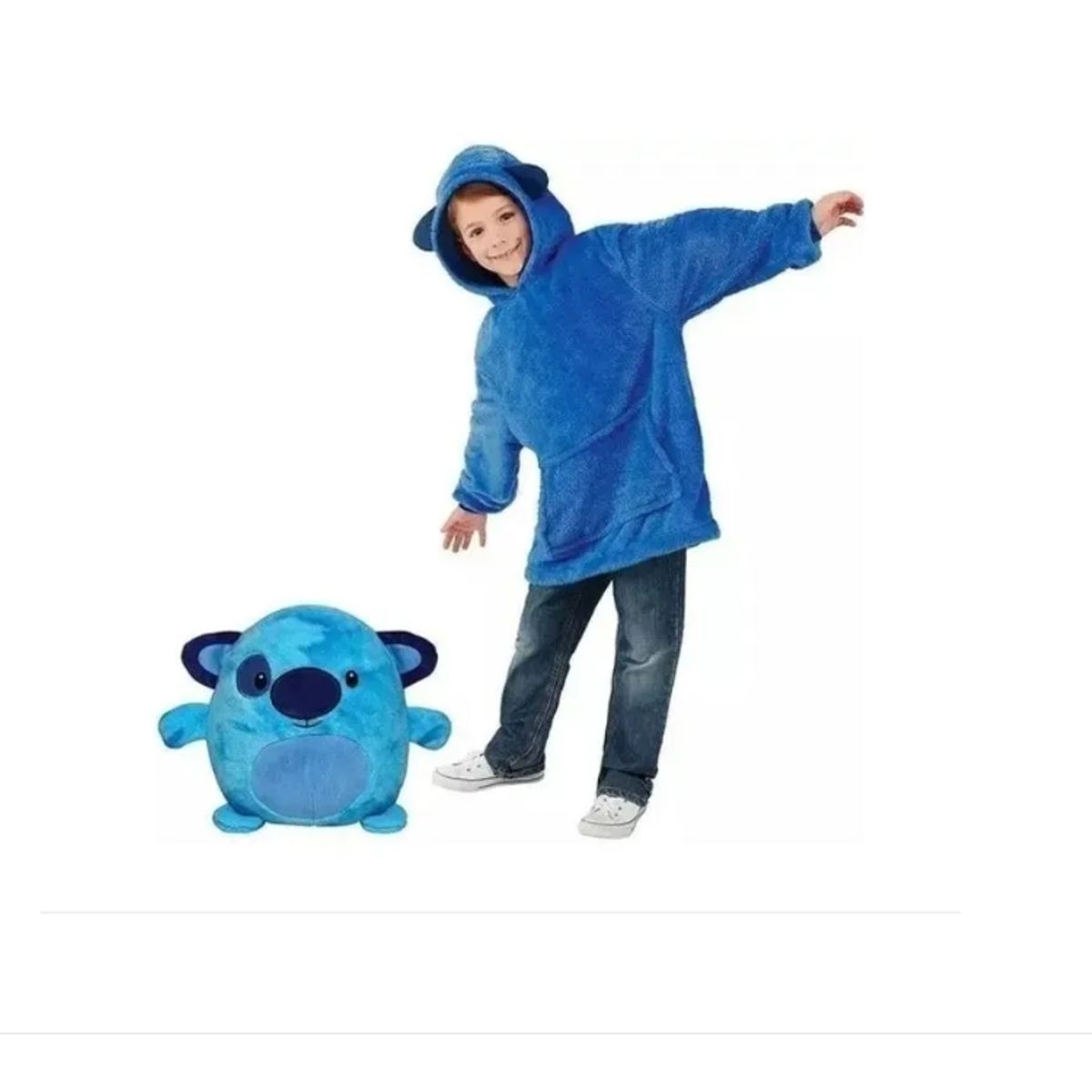 GENERICO - Poleron Peluche Infantil Capucha Diseño Mascotas