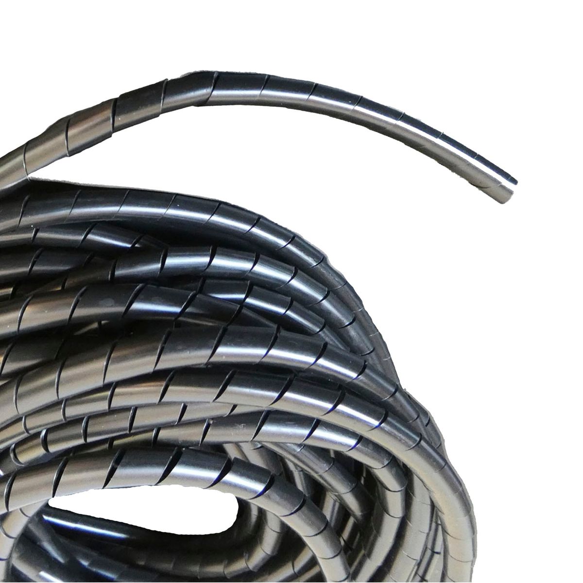 GENERICO - Organizador / Ordena Cable En Espiral negro - 6mm - 10 Mts