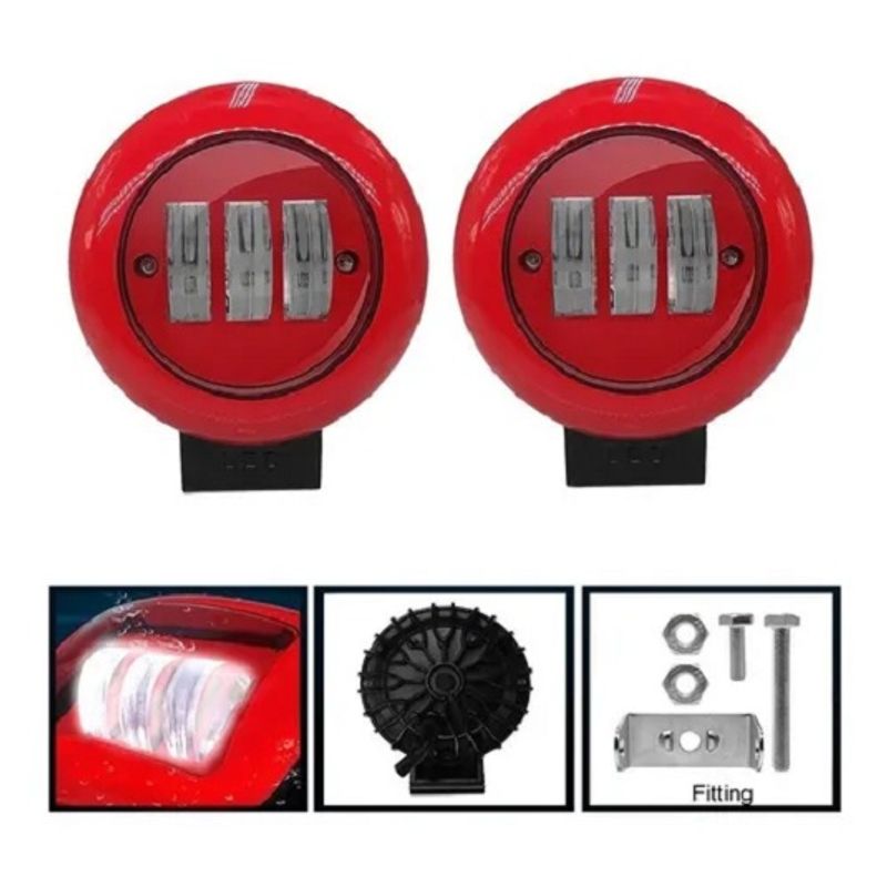 GENERICO - X2 Foco Luz Neblinero 30w Led Spot Lupa / 223409 Rojo