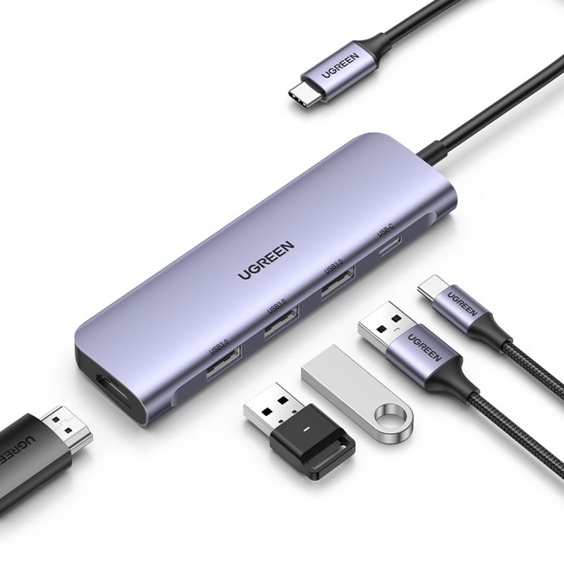 UGREEN - Hub USB-C a 3 puerto USB 3.0 A + HDMI + PD UGREEN