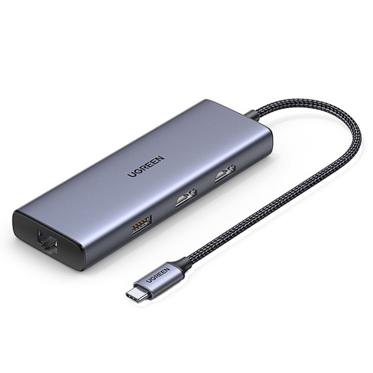 Hub USB-C a 2 puertos USB 3.0 A + USB2.0 + 2 HDMI Plata