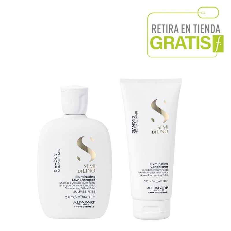 ALFAPARF MILANO - ALFAPARF Kit Shampoo y Acondicionador Diamond Iluminador Semi di lino