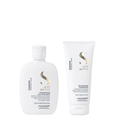 Imagen 2 del producto ALFAPARF Kit Shampoo y Acondicionador Diamond Iluminador Semi di lino