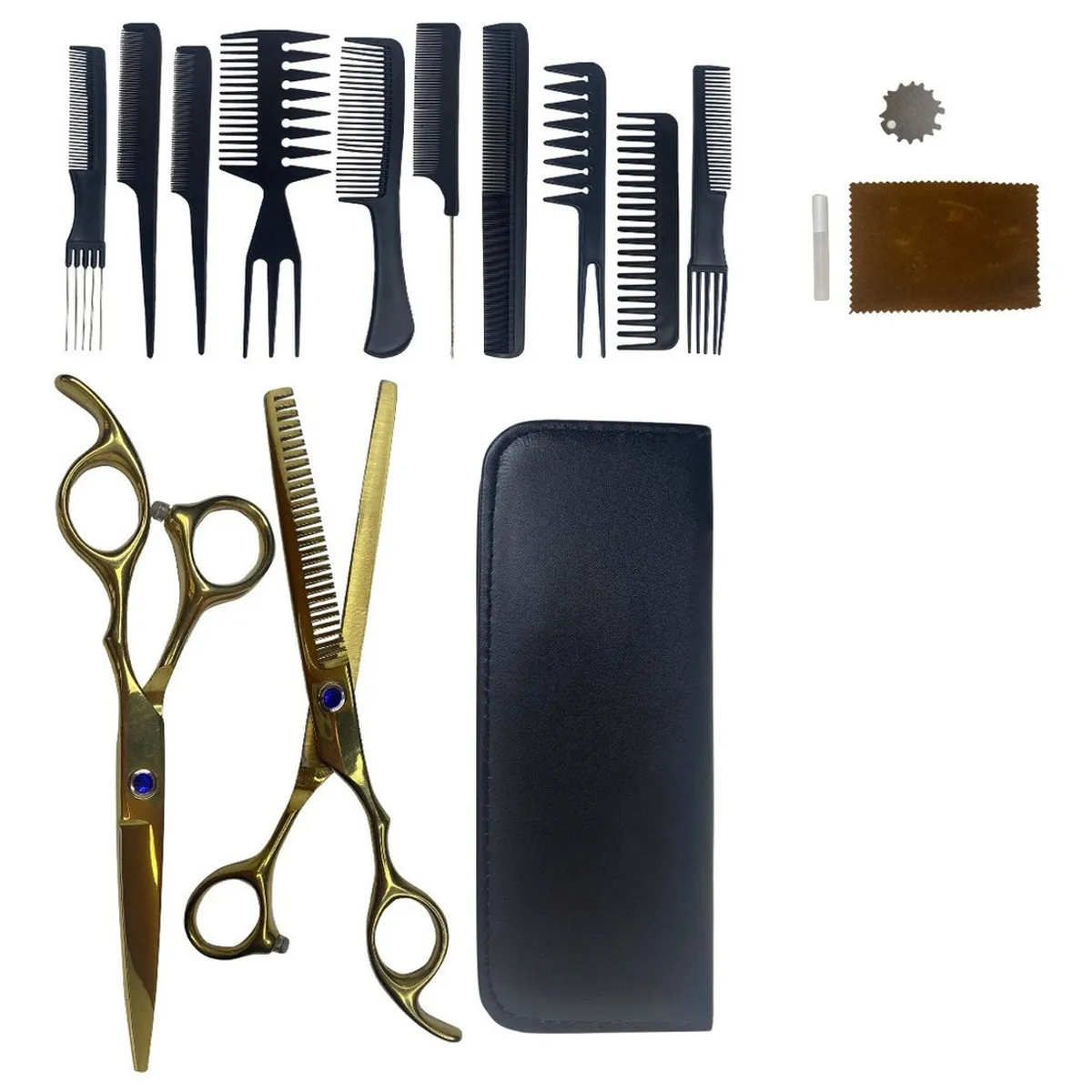 GENERICO - Kit Tijera Peluquería Profesional Entresacadora  Set Peines