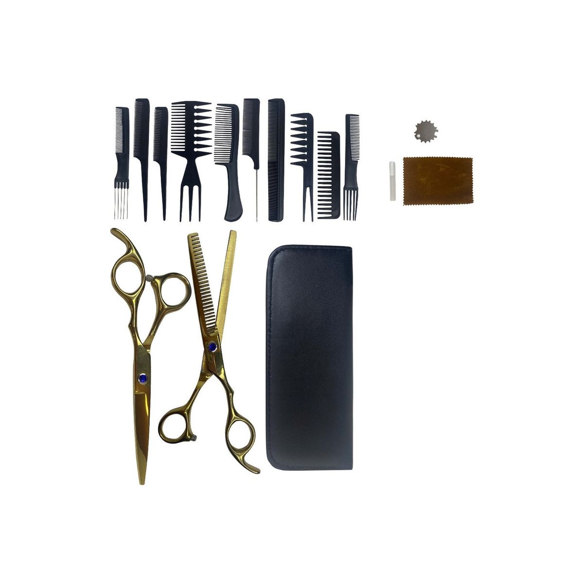 GENERICO - Kit Tijera Peluquería Profesional Entresacadora  Set Peines