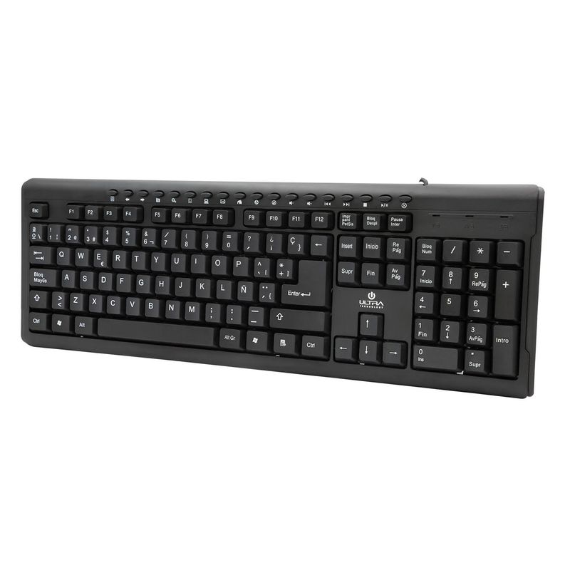 ULTRA - Teclado USB Español con 15 Teclas Multimedia Ultra UT-K110U - Negro