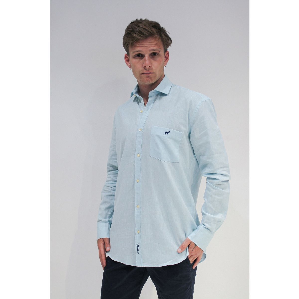 WILLIOT - CAMISA LINO CELESTE SIN BOTON WILLIOT