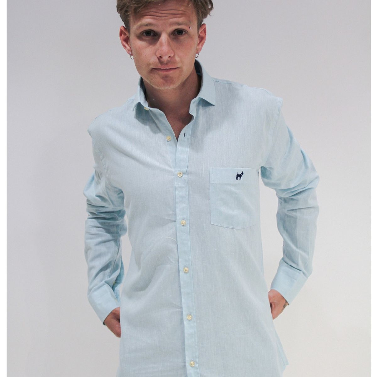 WILLIOT - CAMISA LINO CELESTE SIN BOTON WILLIOT