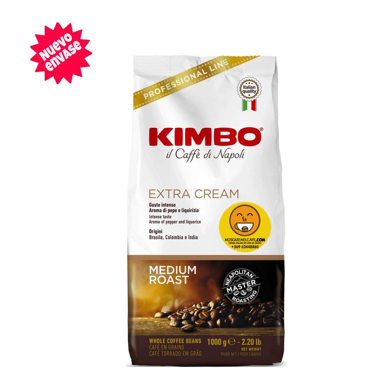 KIMBO - Café italiano Kimbo Espresso Extra Cream, 1 Kilo en grano entero