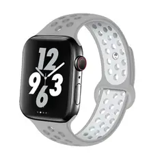 GENERICO - Correa Deportiva Silicona Gris y Blanco para Apple Watch 38 40 41 mm