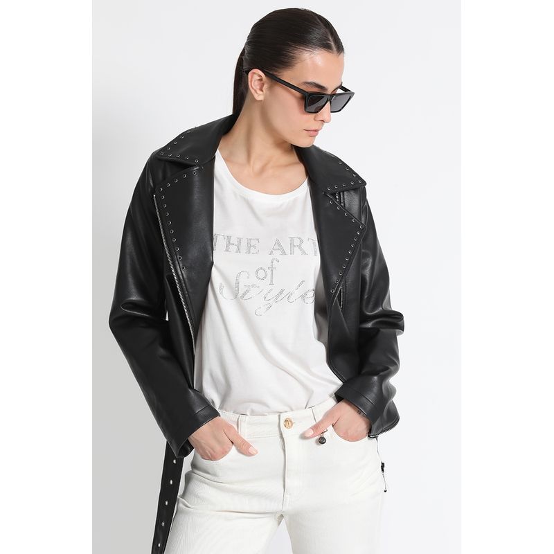 LIOLA - Chaqueta Mujer Biker Negro Liola