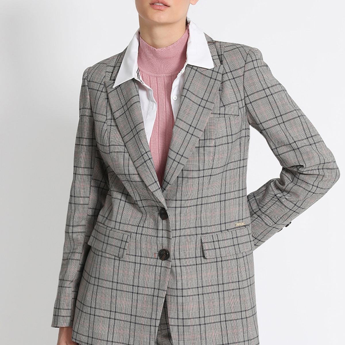 LIOLA - Blazer Entallado Cuadrille Azul Liola