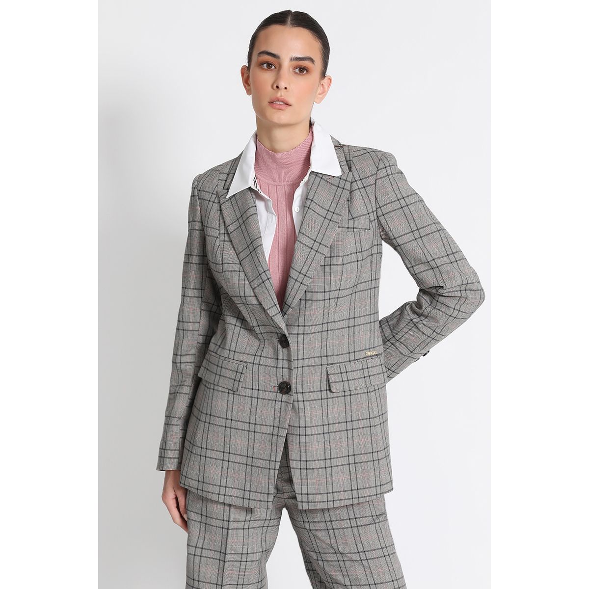 LIOLA - Blazer Entallado Cuadrille Azul Liola