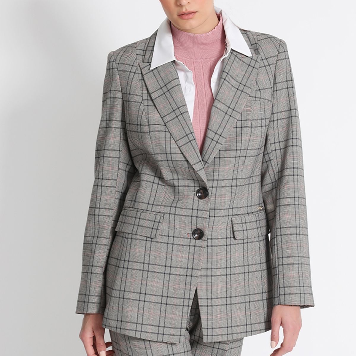 LIOLA - Blazer Entallado Cuadrille Azul Liola