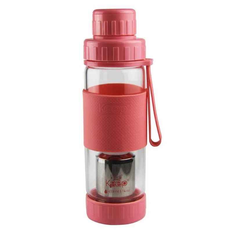 KEEP - Botella Infusora Keep 410ml Vidrio Rosa