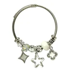 GENERICO - Pulsera Charms Mujer Acero Quirúrgico Plateado - Blanco